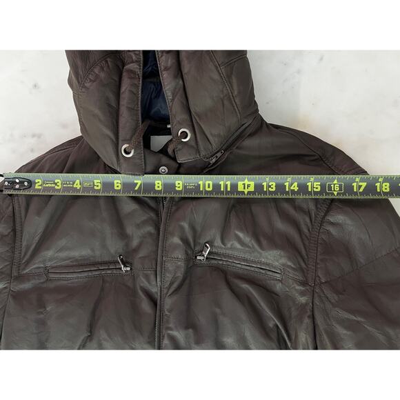 $7000 Brunello Cucinelli Brown Leather Puffer Jacket Removable Hood Men M/L - Picture 8 of 12